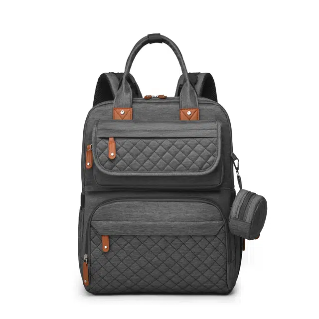 草丛喵喵喵 大容量高颜值多口袋 尼龙 双肩包 男女同款情侣款 深灰/绿配灰/浅灰/蓝色/黑配灰/黑色