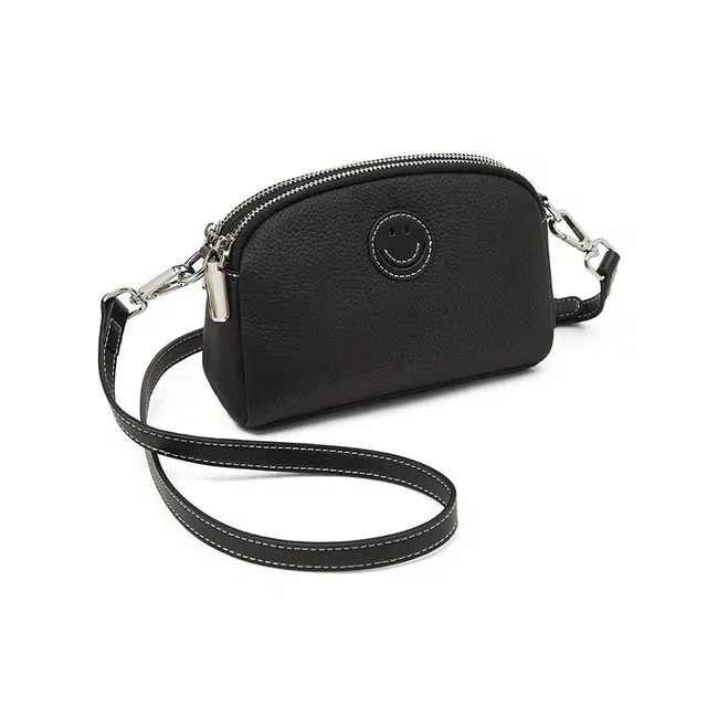 老人头 百搭简约时尚笑脸 头层牛皮 单肩包 女款 多色