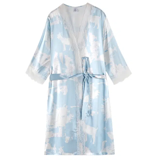 芬腾可安 柔软细腻亲肤透气顺滑丝绸凉爽家居服睡袍/浴袍 女款