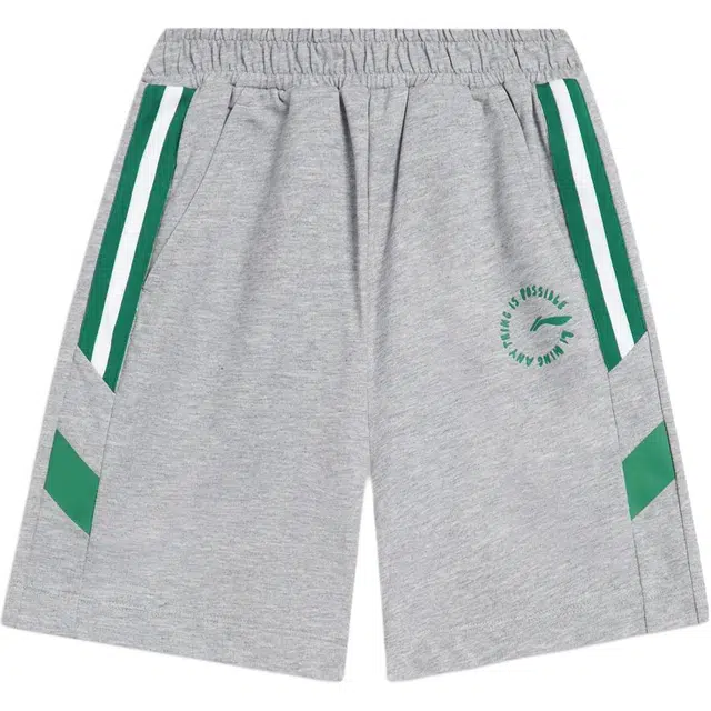 李宁儿童 运动生活系列 拼色直筒中腰儿童短裤 儿童款 花灰浅灰