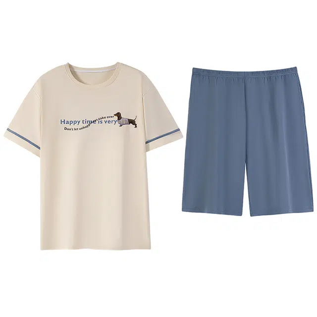 好福份 轻盈透气时尚家居服夏季睡衣套装 男款