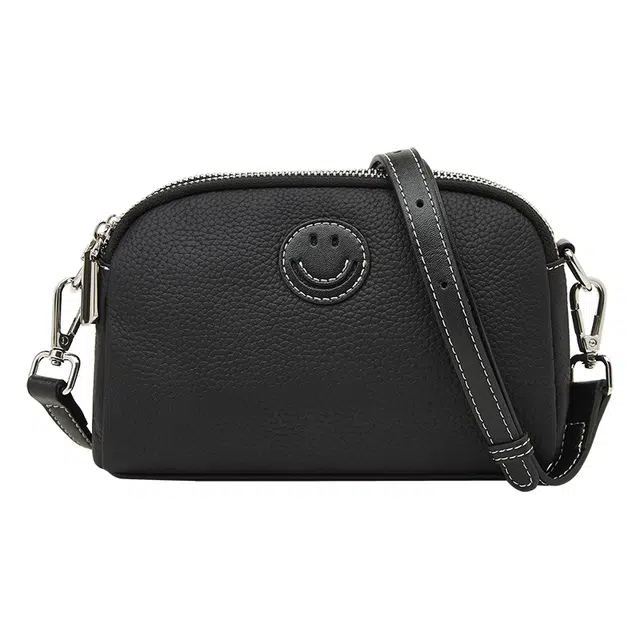 老人头 百搭简约时尚笑脸 头层牛皮 单肩包 女款 多色
