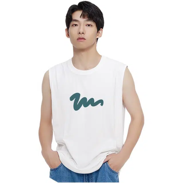 棉的美学 纯棉休闲夏季无袖圆领宽松型背心 男款