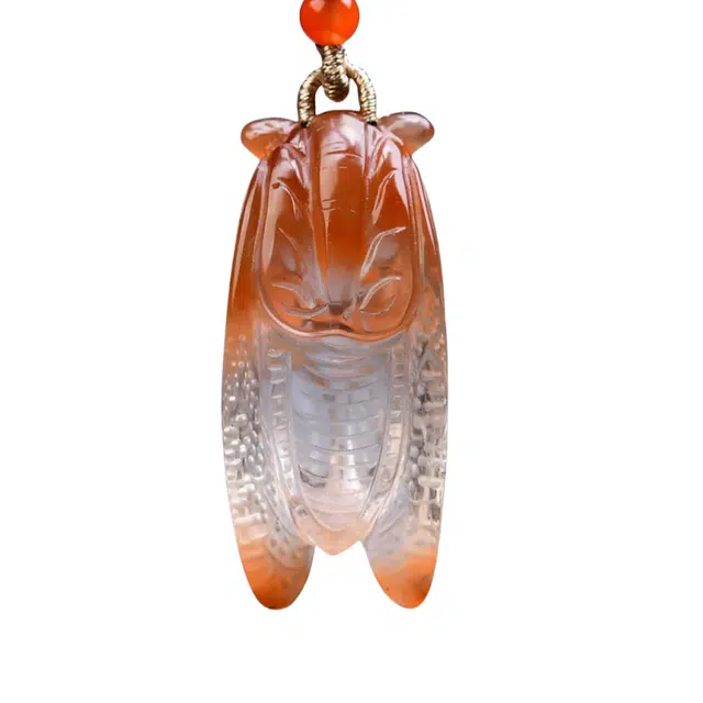 灵运宝 【师傅已加能量】#转运招财巴西俏色金蝉知了项链 金榜题名 一鸣惊人配证书晶体干净磁场能量强天然 红水晶 吊坠 男女同款情侣款