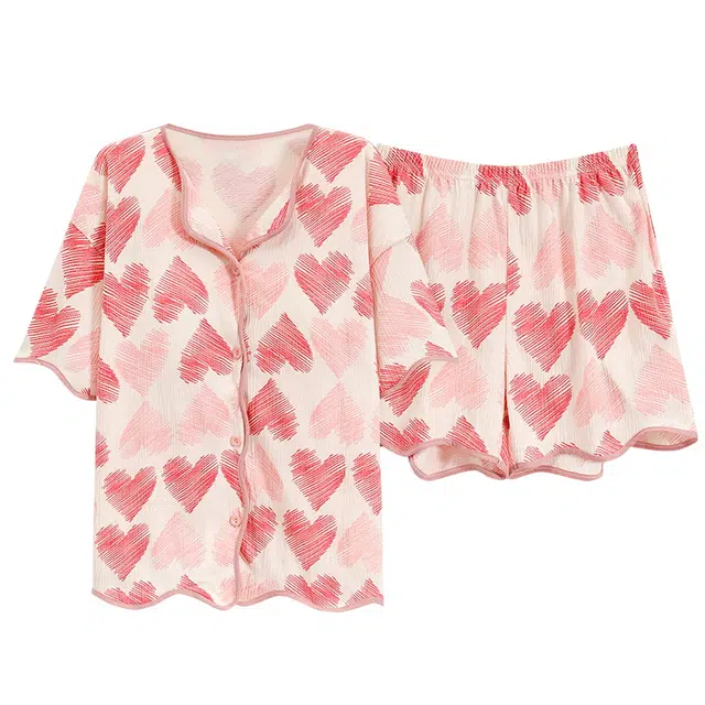 好福份 带胸垫可爱卡通家居服夏季睡衣套装 女款