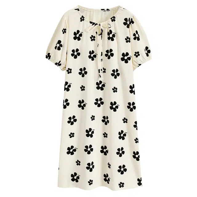 浮光岛屿 简约柔软高级感带胸垫短袖休闲舒适亲肤凉爽透气可外穿家居服睡裙 女款 礼盒装 杏色