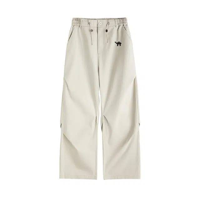 领航骆驼 潮流百搭褶皱设计直筒通勤休闲牛仔裤 男女同款