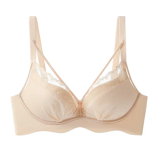 二三二三 透气吸汗聚拢有型防下垂亲肤柔软抑菌舒适侧收副乳可调节肩带法式蕾丝优雅纯欲性感时尚百搭文胸 女款