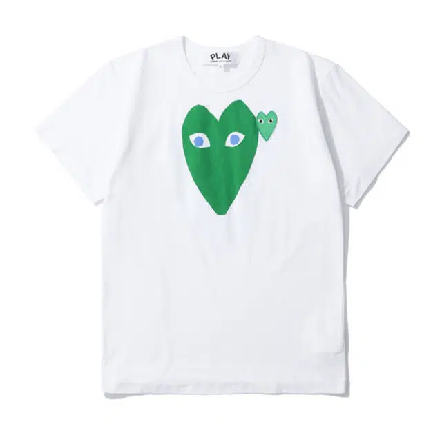 CDG Play Green Double Heart T-Shirt