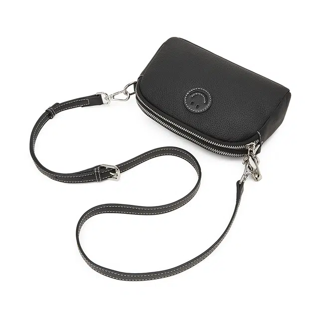 老人头 百搭简约时尚笑脸 头层牛皮 单肩包 女款 多色