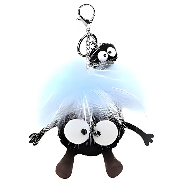 奢护匠心坊 小煤球挂件可爱的丑东西毛绒公仔挂件钥匙扣包包挂饰公仔书包挂件 貉子毛 包带 女款 蓝色/粉色/绿色