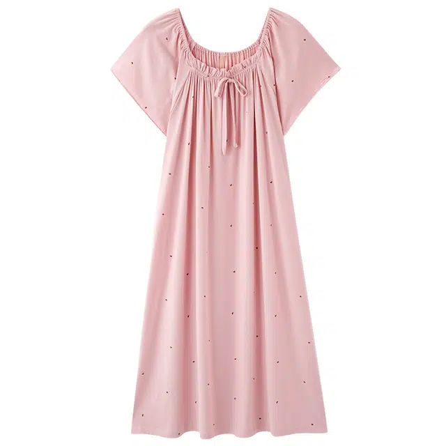 俏佳人 垂感柔软亲肤休闲可外穿家居服舒适透气短袖睡裙 女款