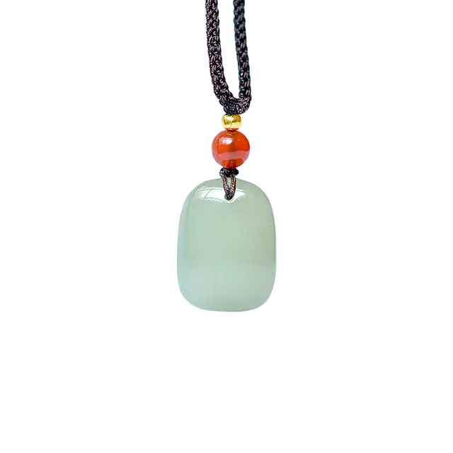 舒杰 小众中式经典百搭款平安牌 和田玉项链 青白玉 男女同款情侣款