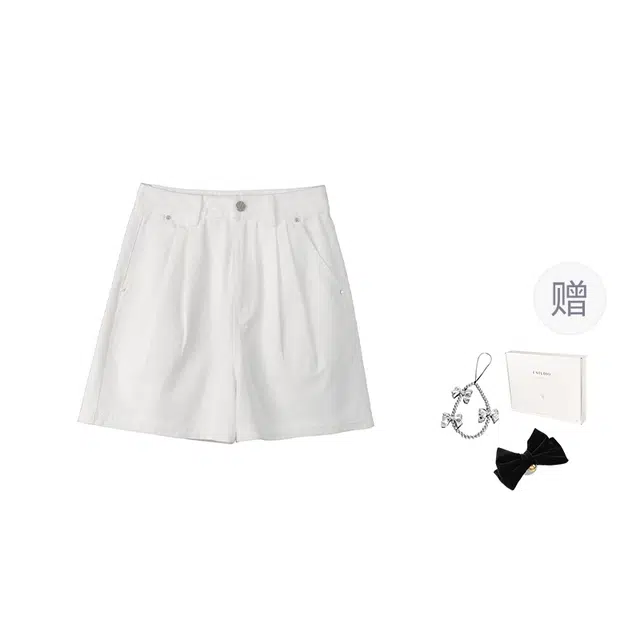 法儿家 青柠苏打夏季韩系淡人穿搭高腰显瘦休闲短裤 女款