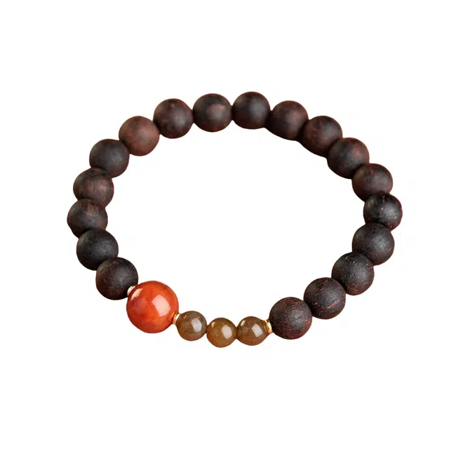 子婳 沉水圆珠精美高端优雅气质百搭转运珠新中式文玩平安福单圈 降真香 手串 男款