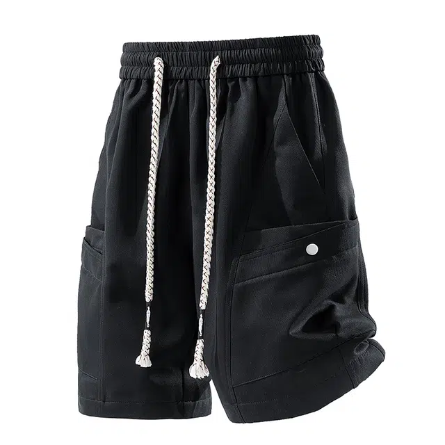 爱肯 美式高街山系户外城市机能宽松阔腿凉感运动通勤系带休闲五分裤工装短裤 男女同款