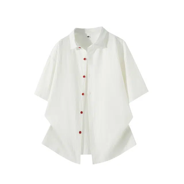 加荣 美式复古简约休闲宽松凉感轻薄透气短袖慵懒风潮流百搭短袖衬衫 男女同款