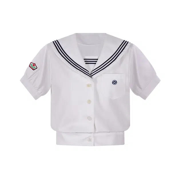 花铃太太 水手服制服日系短袖短款海军领上衣修身衬衫 女款