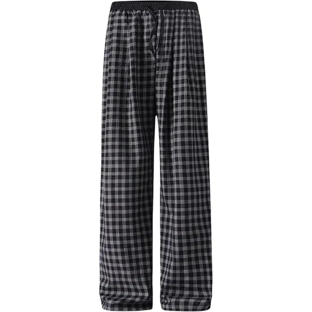 哲源 美式复古高街设计感显高显瘦垂感修身凉感透气舒适亲肤百搭宽松无性别主义运动格子休闲裤 男女同款