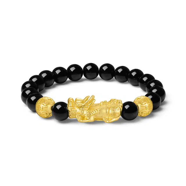 【S999足银纯银 财运亨通】 七好美银 招财貔貅吞金兽 新中式国潮民族风复古小众设计感 八方来财 日常通勤百搭 琉璃 手串 男女同款情侣款