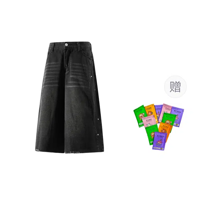 梓润格 美式复古简约潮流休闲百搭经典宽松舒适设计感氛围感嘻哈风无性别主义时尚港风高级感精致通勤款轻薄透气裤子牛仔短裤 男女同款