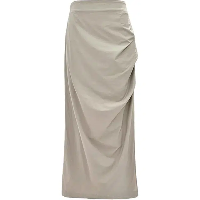 拾籍 辣妹时尚潮流夏季薄款开叉工装裙褶皱修身包臀裙百搭舒适高腰显瘦休闲长裙 女款