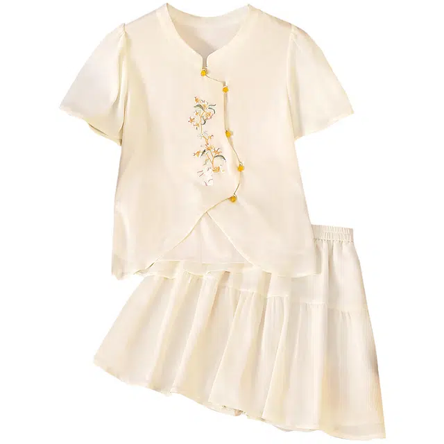 她池 上衣搭半身裙两件套古风新中式裙装套装 女款