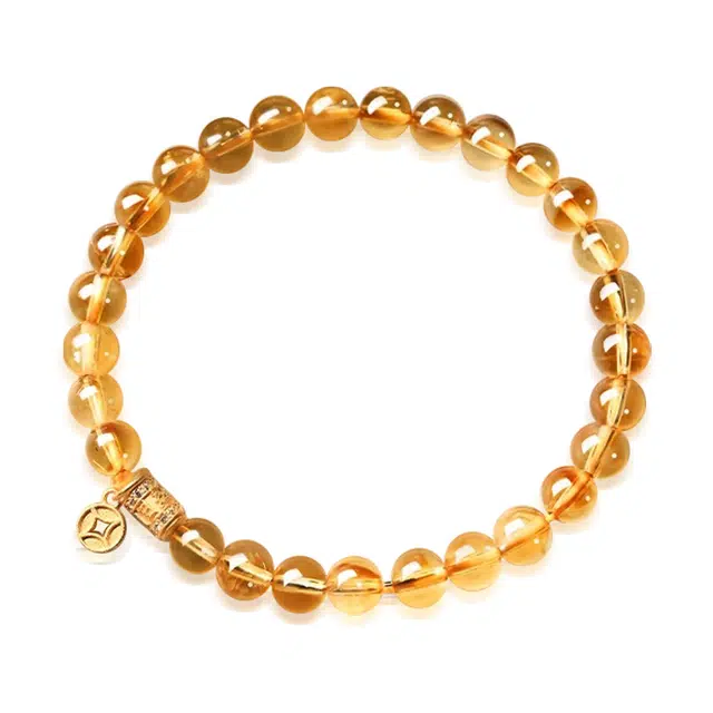谧月珠宝 时来运转招财纳福八方来财财源广进新中式精美小众设计精致百搭轻奢风好运天然 黄水晶 手串 男女同款情侣款