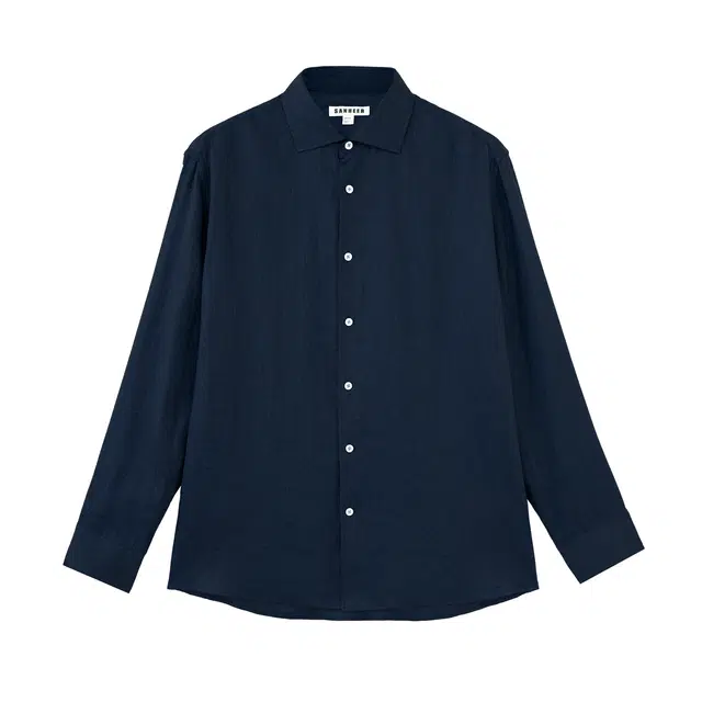 丹宁哲学 高档舒适透气雨露亚麻宽松休闲长袖衬衫 男款