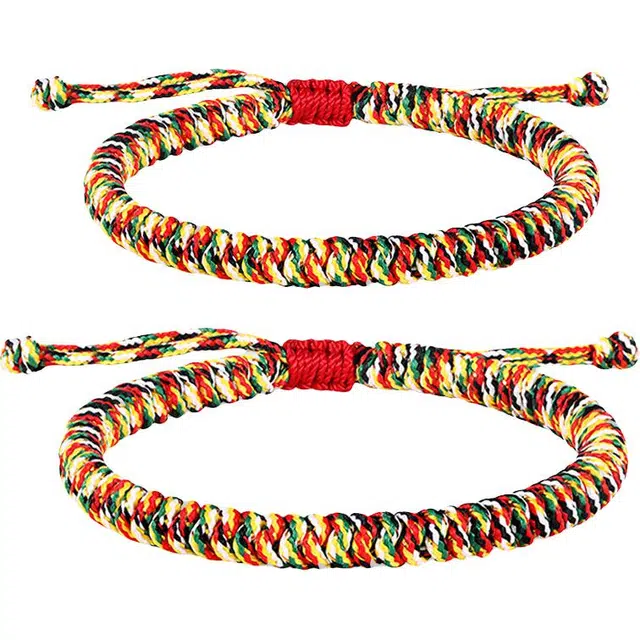 银千惠 新中式端午五彩绳古法手工编织素圈可调节手链 五彩五行平安纳福健康招财 小众复古国风情侣绳结 编织线 手绳 男女同款情侣款