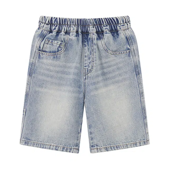 左西 洋气百搭松紧五分裤短裤 中小童 牛仔色