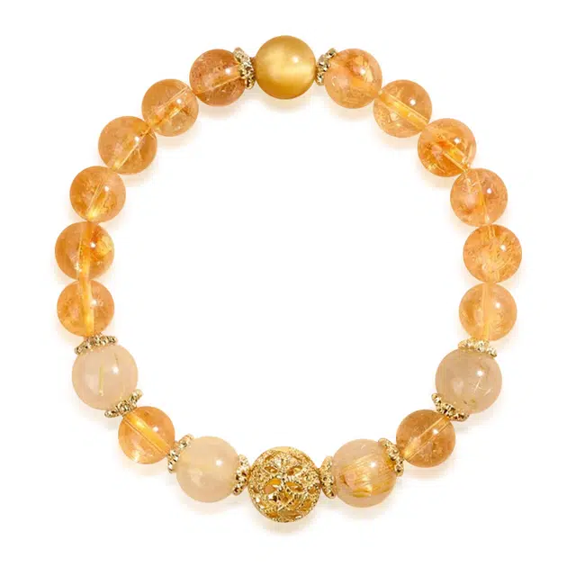 谧月珠宝 多财多福 小众设计新中式复古高级感轻奢精致百搭招财纳福好运天然 黄水晶 手串 男女同款情侣款