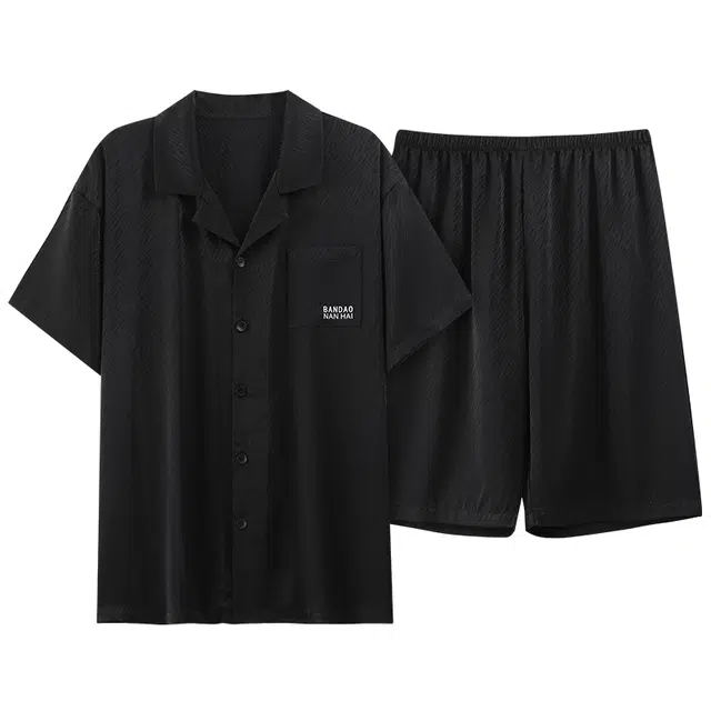 帕兰朵 柔软短袖时尚居家休闲可外穿翻领睡衣套装 男款