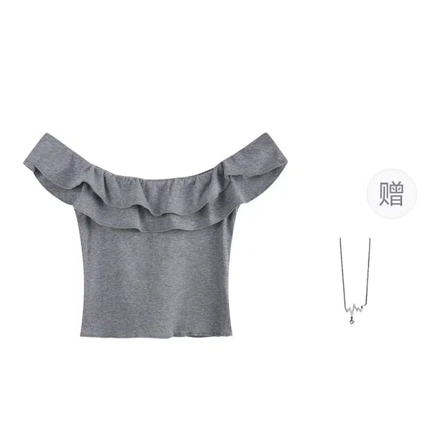 识恩 一字肩法式气质短款修身显瘦上衣背心 女款