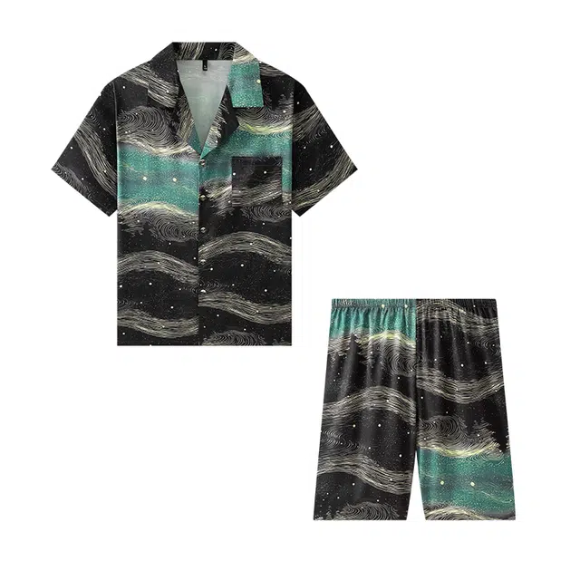 好福份 韩版休闲透气简约家居服可外穿睡衣套装 男款