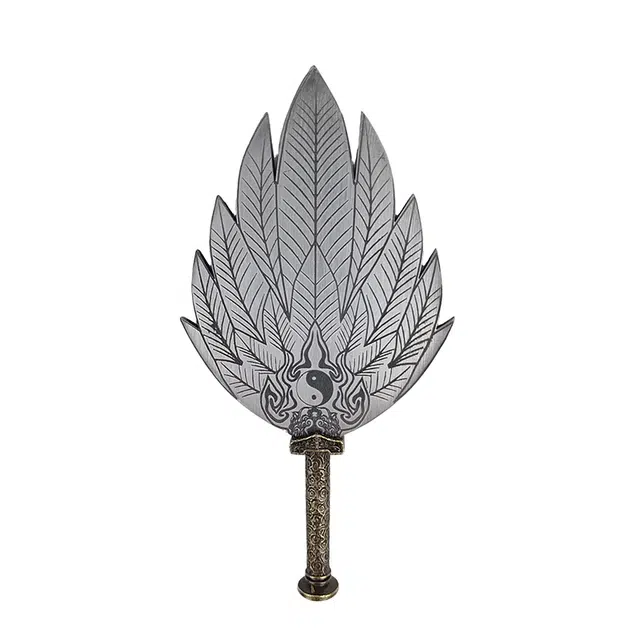 天子剑 太极八卦扇 扇子碳钢扇体黄铜雕刻手柄 成品模型