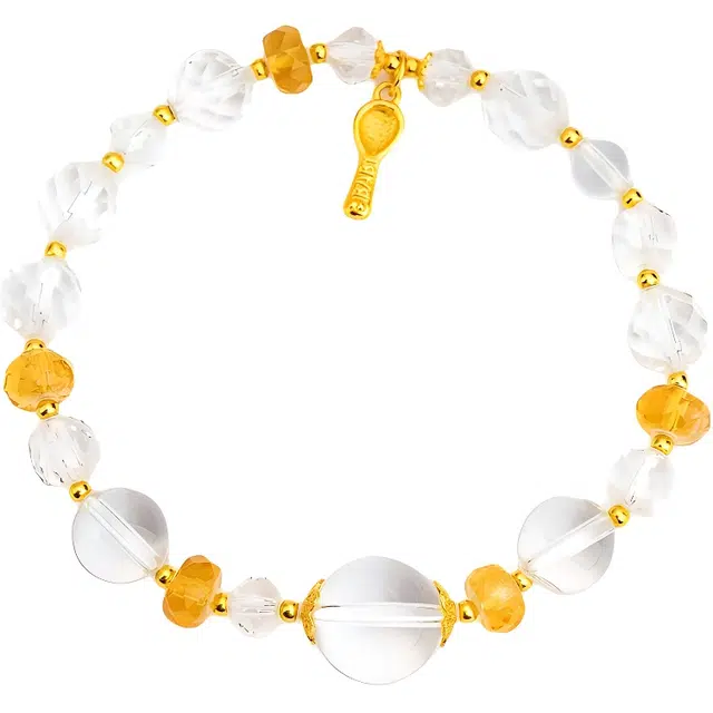 仙源 新中式国潮小众设计 简约百搭 聚财纳福  小众轻奢文玩合成/人造 白水晶 手串 男女同款情侣款