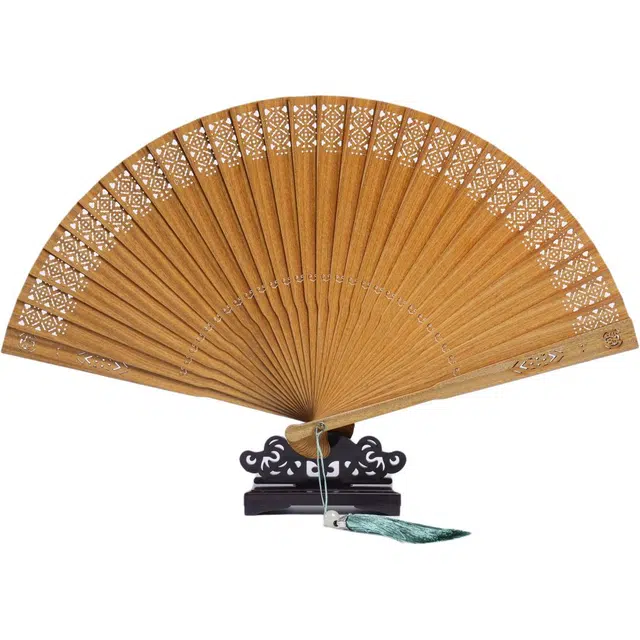 得笙陌 新中式工艺扇国潮苏扇文艺范优雅木扇多种款式可选 绿檀 木作扇子 男女同款情侣款
