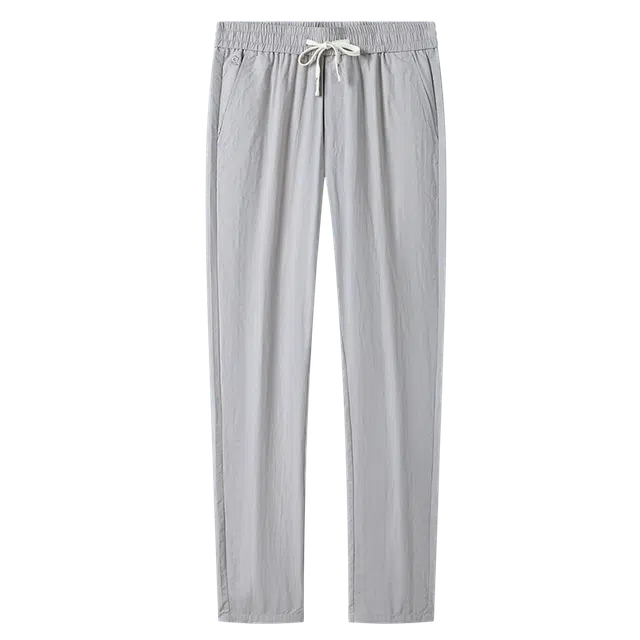 梦特娇 肌理面料松紧腰薄款弹力直筒休闲裤 男女同款