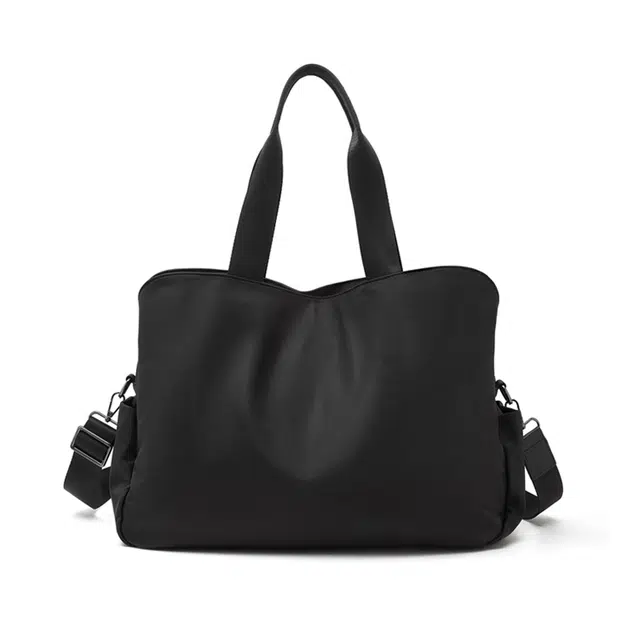 老人头 简约休闲纯色旅游行李袋 织物 单肩斜挎旅行包 女款 黑色