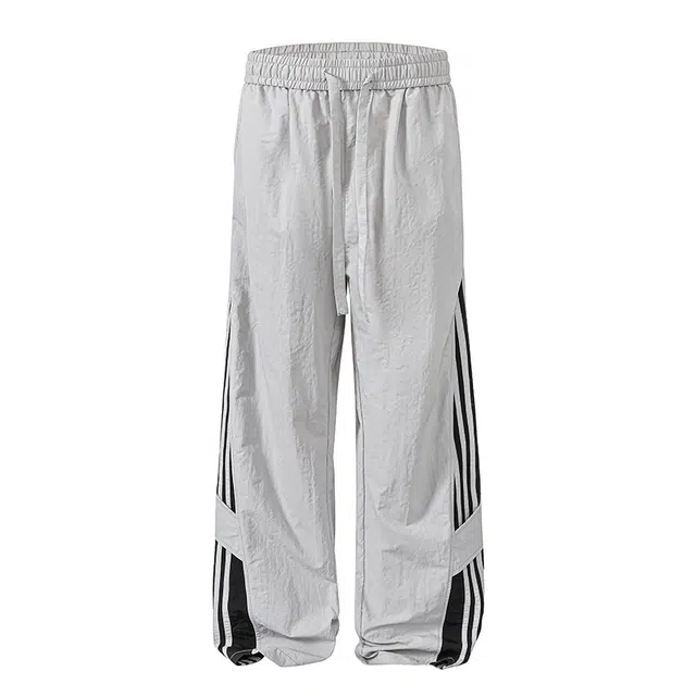 欧路得 美式条纹运动伞兵裤宽松直筒速干宽松休闲裤 男款