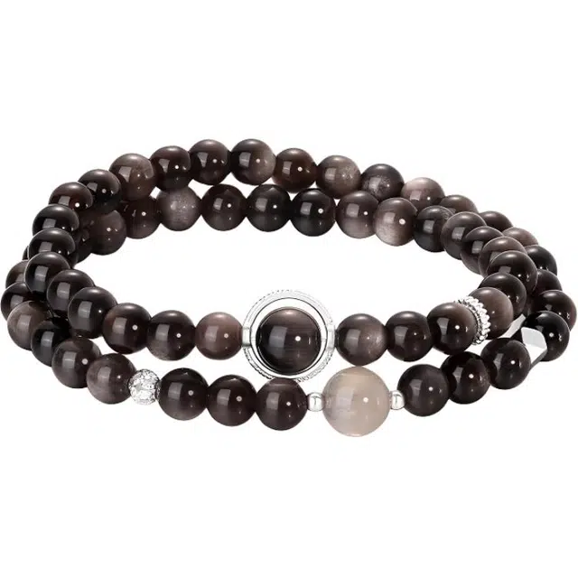 【银月黑耀安宁】 金六福吉祥 月光赐福复古新中式国风设计 平安纳祥如意顺遂小众设计转运串珠百搭显白#好运天然 黑曜石 手串 男女同款情侣款