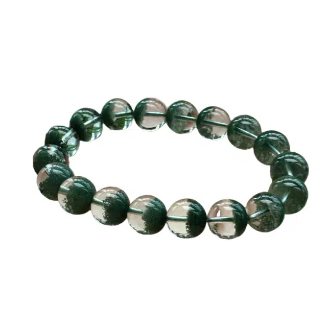 灵运宝 #转运招财巴西聚宝盆晶体透几乎无红干净天然 绿幽灵 水晶手串 男女同款情侣款