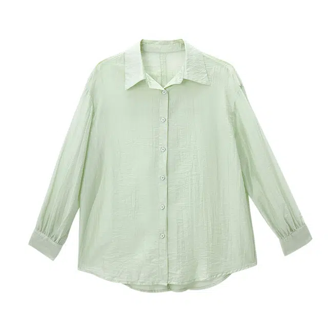 米子旗 薄款微透防晒别致开叉长袖衬衫 女款