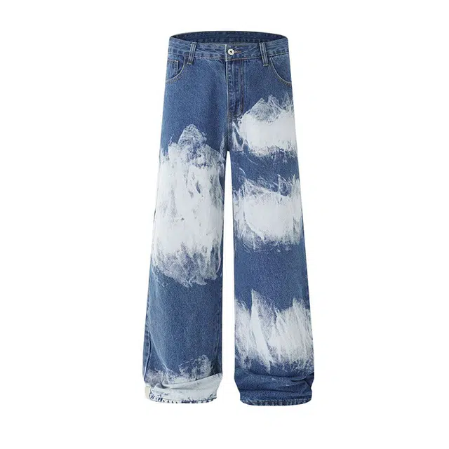 宝米卡 美式潮牌宽松直筒百搭渐变长裤牛仔裤 男女同款