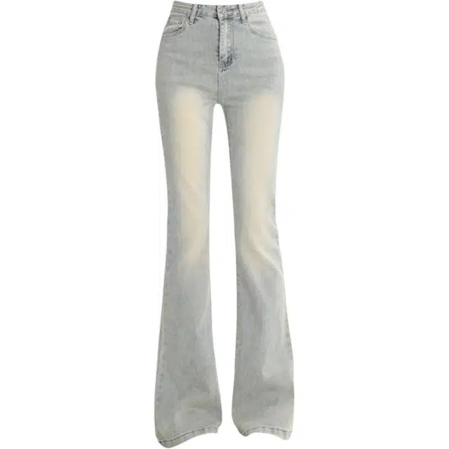 拾籍 美式高街辣妹复古高腰修身长腿微喇时尚潮流弹力显高显瘦百搭垂感牛仔裤 女款