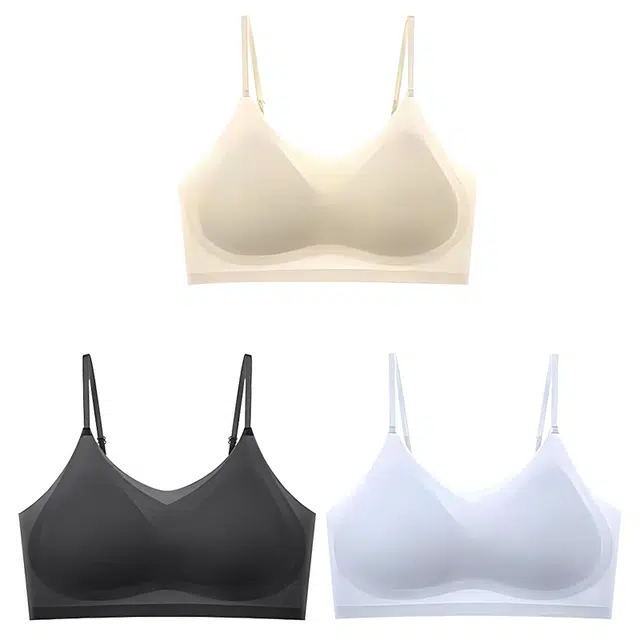 棉基因 无痕轻薄舒适透气侧收副乳吸汗无钢圈防下垂美背聚拢文胸 女款 组合装