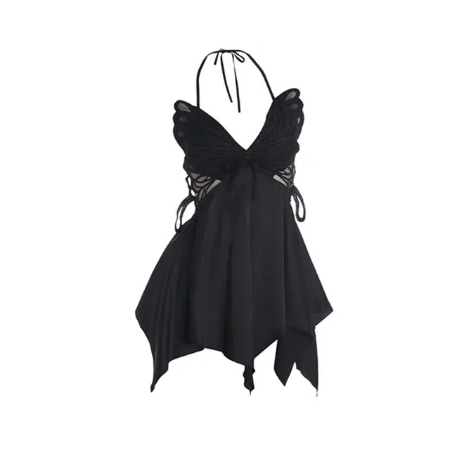 好福份 薄款无袖吊带蝴蝶简约风休闲家居服夏季睡裙 女款