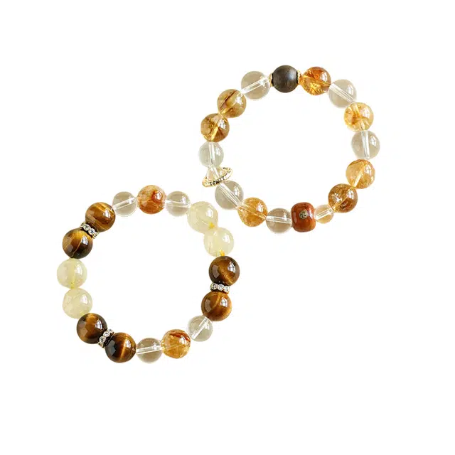 聆听花开 国潮风 四喜隔珠转运珠五行守护小众设计感圆珠好运 虎眼石 手串 男女同款情侣款