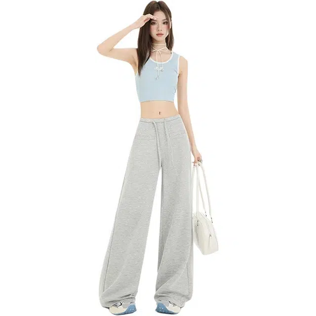 欧迪芬 美式高街透气轻薄简约显高百搭垂感休闲裤 女款